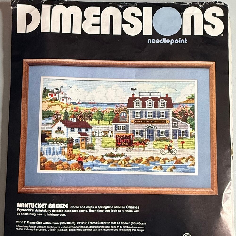 Dimensions Charles Wysocki Nantucket Breeze Needlepoint Kit 2359 Vintage Started